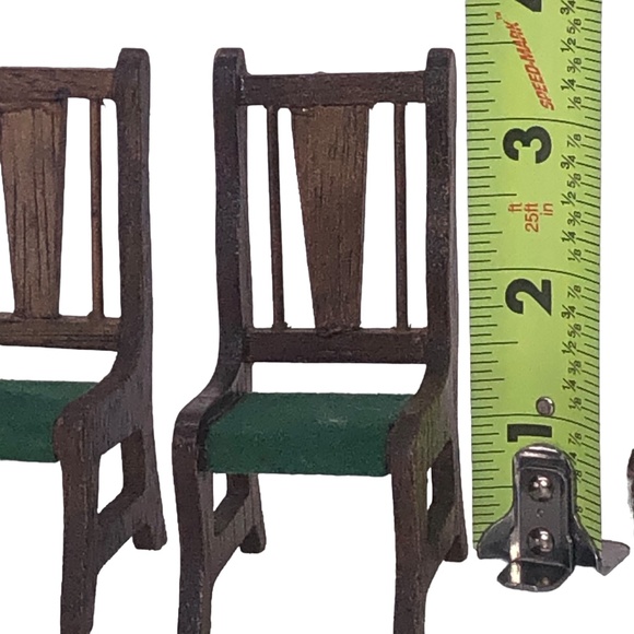 Set of 3 Miniature Dollhouse Wooden Dining Room Chairs - Picture 8 of 13